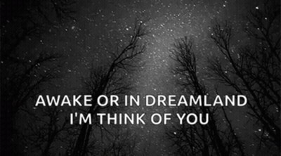 Black And White Trees With 'Awake Or In Dreamland I'm Think Of You GIF