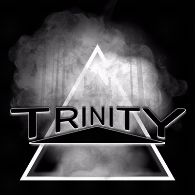 Black And White Trinity Logo With Smokey Background GIF