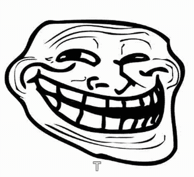 Black And White Troll Face With Big Smile GIF
