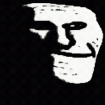 Black And White Troll Face With Big Smile GIF
