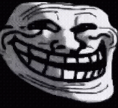 Black And White Troll Face With Big Teeth GIF