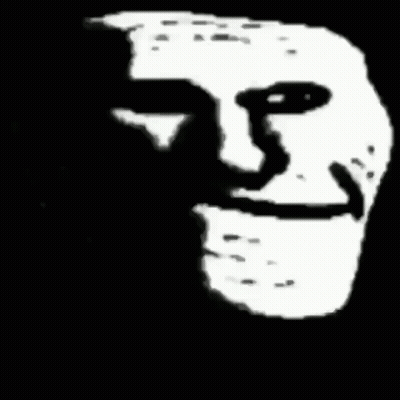 Black And White Troll Face With Huge Smile GIF