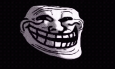 Black And White Troll Face With Large Smile GIF
