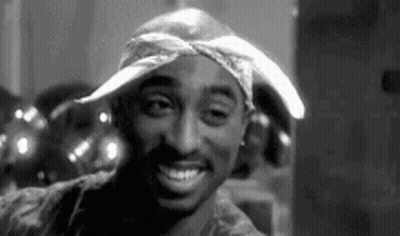 Black And White Tupac Shakur With Bandana And Hat GIF