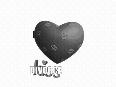 Black And White Two Hearts Saying Divorce GIF