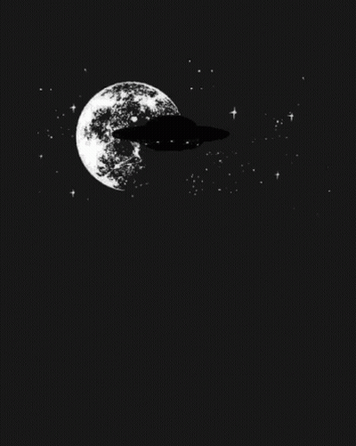 Black And White UFO Flying Over People GIF