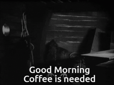 Black and White Vampire Saying Good Morning Coffee Is Needed