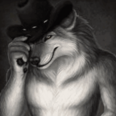 Black And White Werewolf Wearing Top Hat GIF