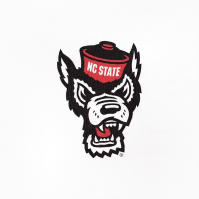 Black And White Wolf Wearing NC State Hat GIF
