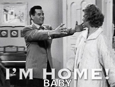 Black And White Woman At Door Honey I'm Home GIF