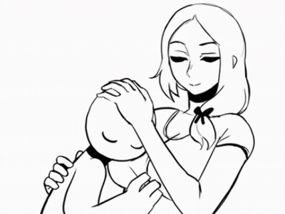 Black And White Woman Brushing Man's Hair With Hair Dryer GIF