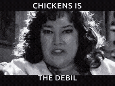 Black And White Woman Chickens Is The Debil GIF