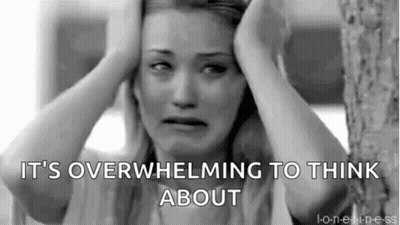 Black And White Woman Holding Head It's Overwhelming To Think About GIF