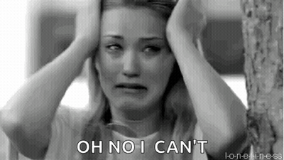 Black And White Woman Holding Head Saying Oh No I Can't GIF