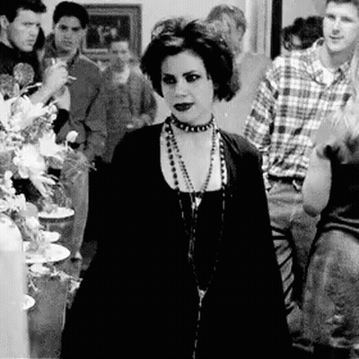 Black And White Woman In Black Dress GIF