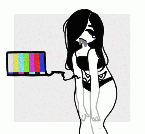 Black and White Woman Next to TV