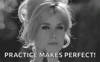 Black And White Woman Practice Makes Perfect GIF