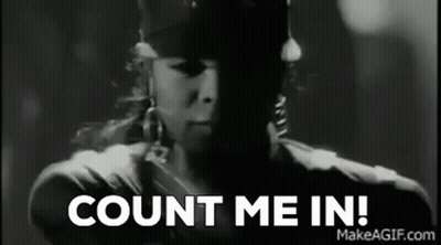 Black and White Woman Saying Count Me In