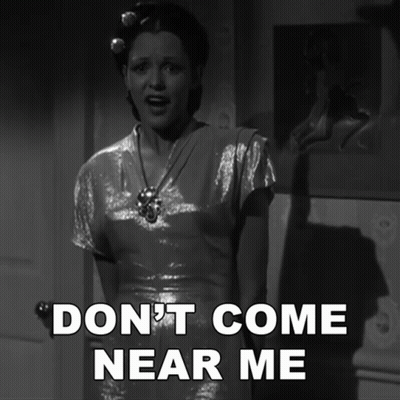 Black And White Woman Saying Don't Come Near Me GIF