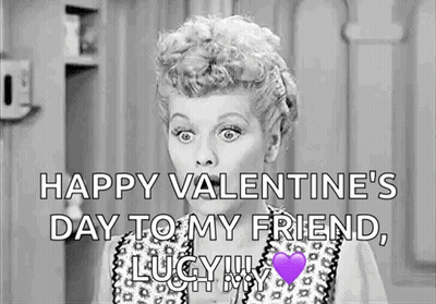 Black And White Woman Saying Happy Valentine's Day Lucy GIF