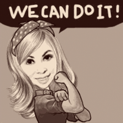 Black and White Woman Speech Bubble We Can Do It