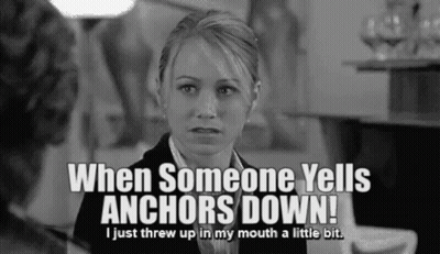 Black And White Woman When Someone Yells Anchors Down GIF