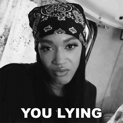 Black And White Woman With Bandana Saying You Lying GIF