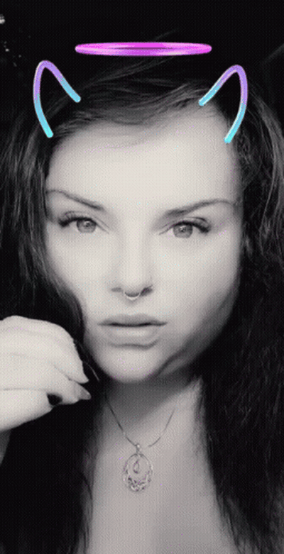 Black And White Woman With Cat Ears And Necklace GIF