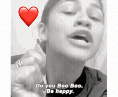 Black And White Woman With Heart Saying Do You Boo Boo Be Happy GIF