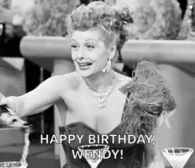 Black And White Woman With Martini Glass Happy Birthday Wendy GIF