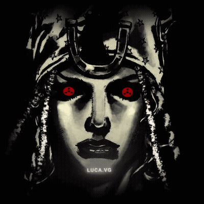 Black And White Woman With Red Eyes And Luca.vg GIF
