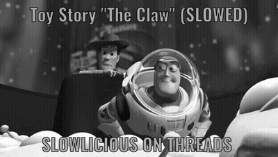 Black And White Woody And Buzz Lightyear Toy Story The Claw Slowed Slowlicious GIF