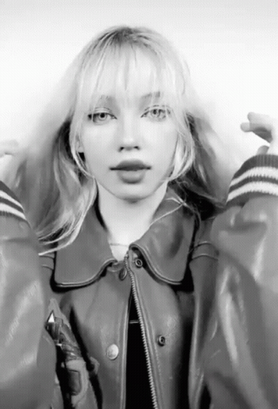 Black And White Young Woman In Leather Jacket GIF