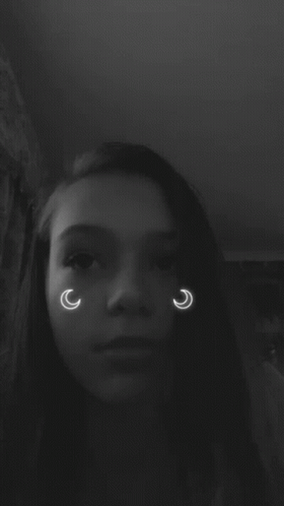 Black And White Young Woman With Crescent Moon GIF