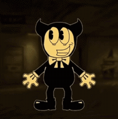 Black And Yellow Cartoon Character With Horns And Bow Tie GIF