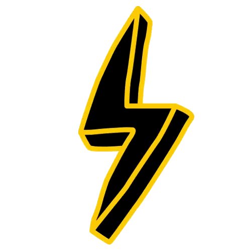 Black And Yellow Lightning Bolt Sticker
