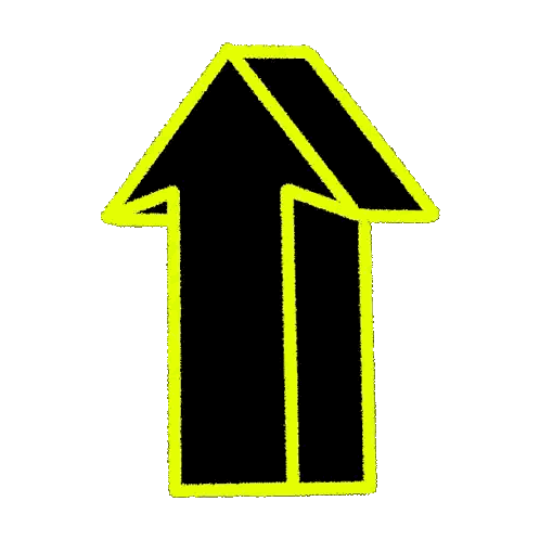 Black Arrow With Yellow Border Pointing Up Sticker