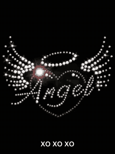 Black Background Angel Rhinestone Word GIF