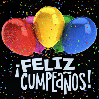 Black Background Balloons Confetti Feliz Cumpleaños GIF