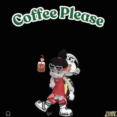 Black Background Cartoon Saying Coffee Please GIF