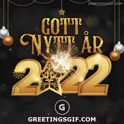 Black Background Gold Letters Gott Nytt År 2022 GIF