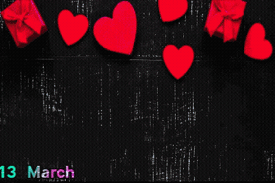 Black Background Green Hearts Happy Birthday GIF