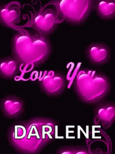Black Background Purple Hearts Love You Darlene GIF