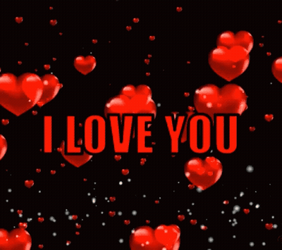 Black Background Red Hearts I Love You GIF