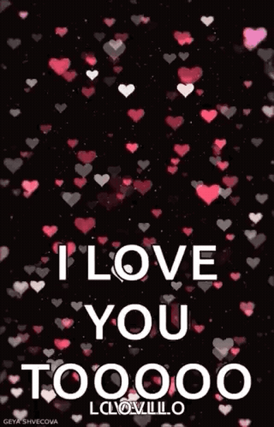 Black Background Red White Hearts I Love You Toooo GIF