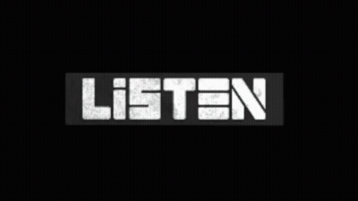 Black Background White Letters Say Listen GIF