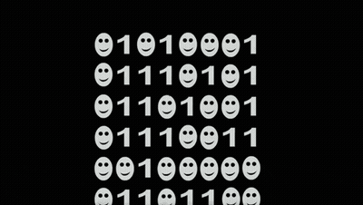 Black Background White Smiley Faces Numbers GIF