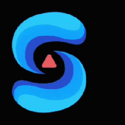 Black Background With Blue Swirls And Red Triangle GIF