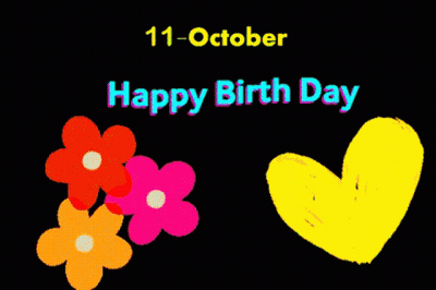 Black Background With Flowers And Heart 11 October GIF