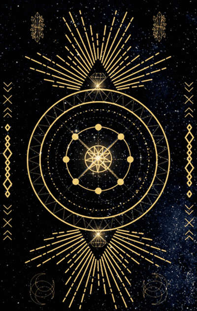 Black Background With Gold Circles And Star GIF